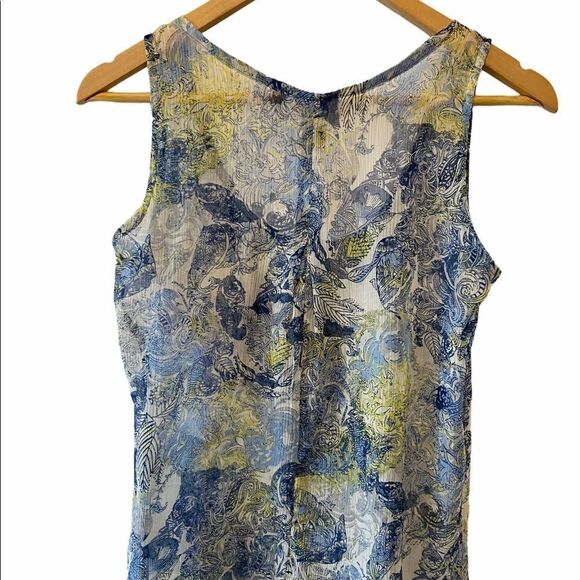 DENVER HAYES Semi Sheer Scoop Neck Paisley Tank XS - Picture 6 of 7